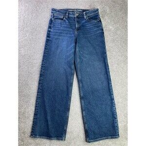American Eagle Stovepipe Jeans Women’s 4 Blue Straight High Rise Dark Wash